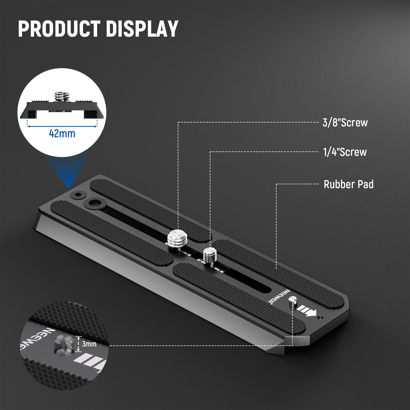 Product details of the NEEWER QR6 Quick Release Plate For 501PL 504PL