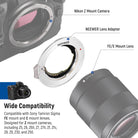 Wide Compatibility of the NEEWER NW-ETZ FE/E Mount Lens to Z Mount Lens Adapter