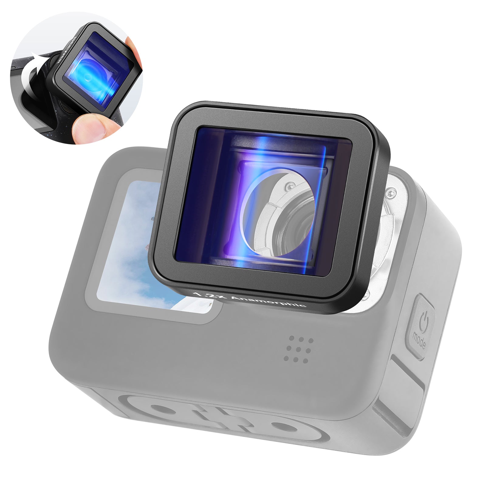 NEEWER 1.2x GoPro Anamorphic Lens with Blue Flare