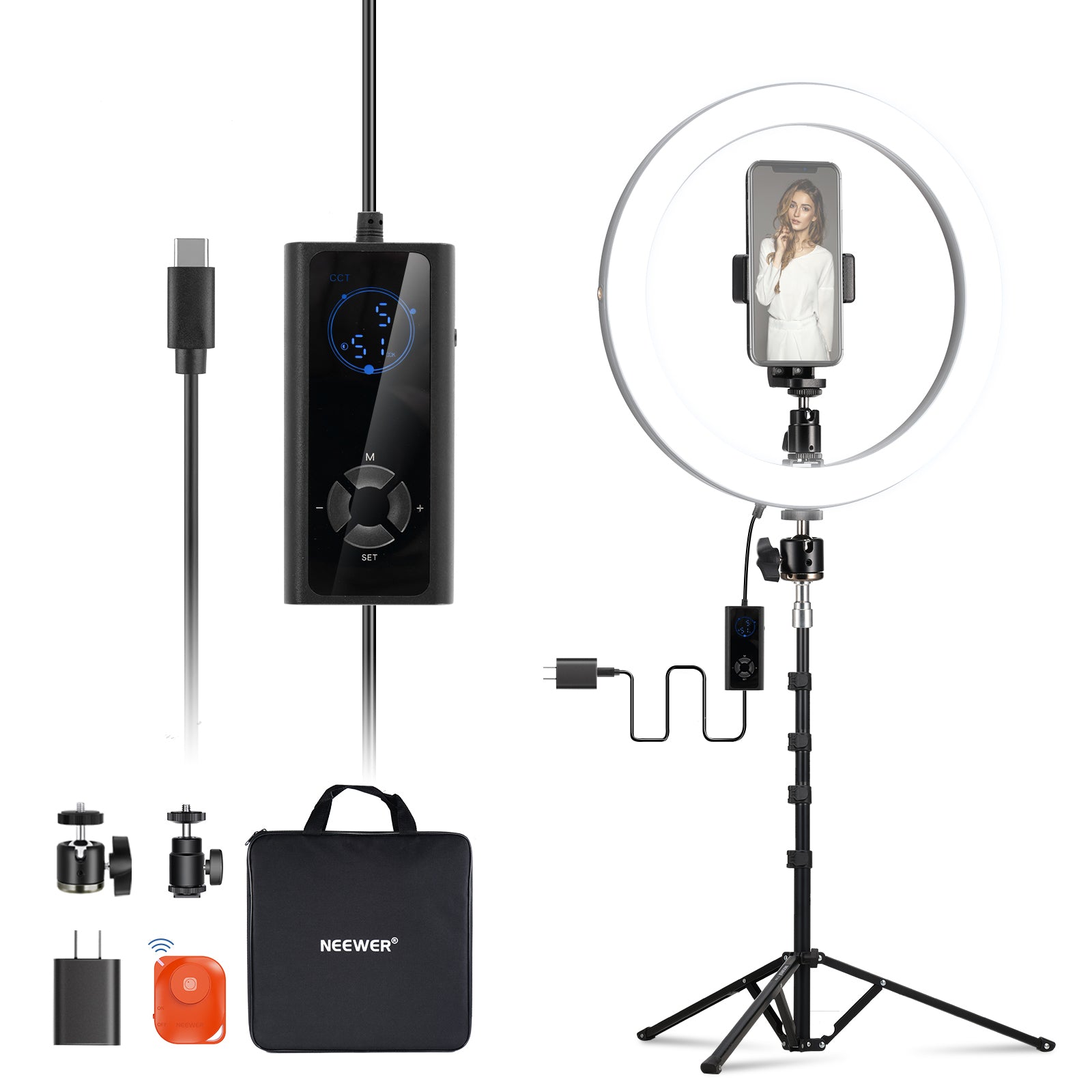 NEEWER RH12B Bi Color LED Ring Light Kit