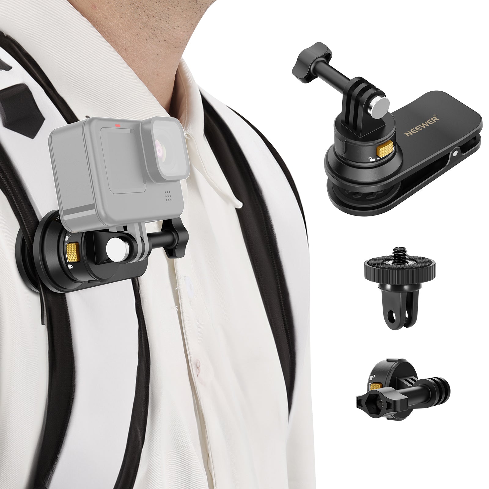 NEEWER GP22 Action Camera Backpack Strap Clip Mount