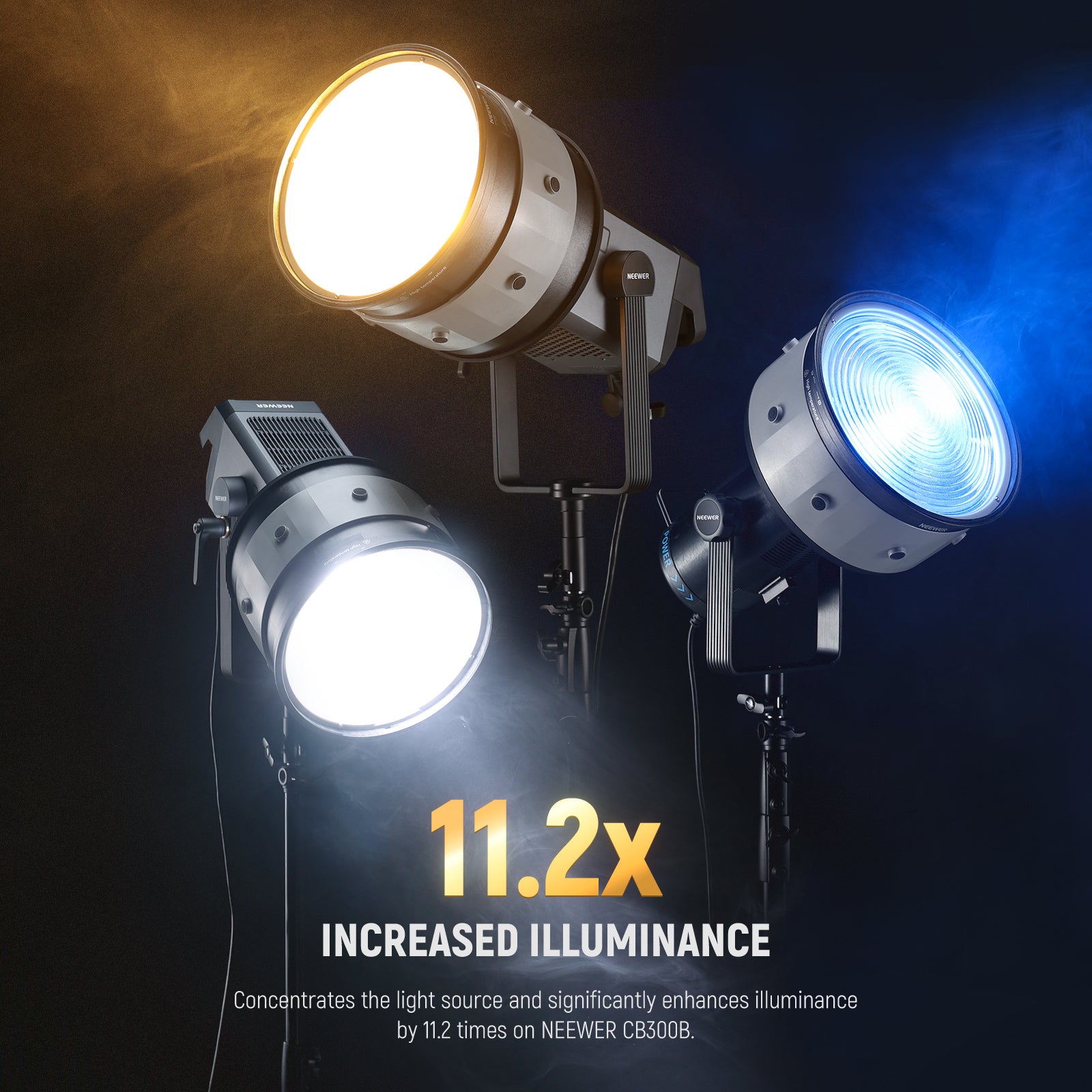 When installed on the NEEWER CB300B, the illuminance will significantly increase by 11.2 times.