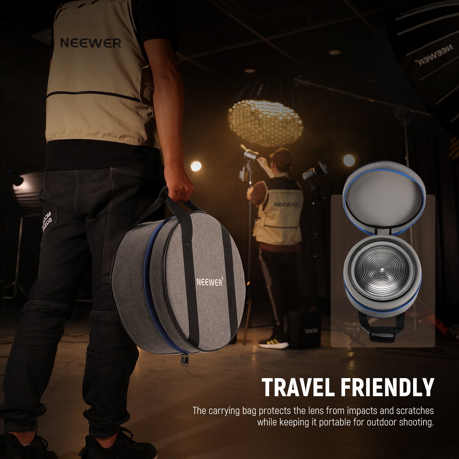 NEEWER CSF10 Fresnel Lens Kit has a carrying bag.