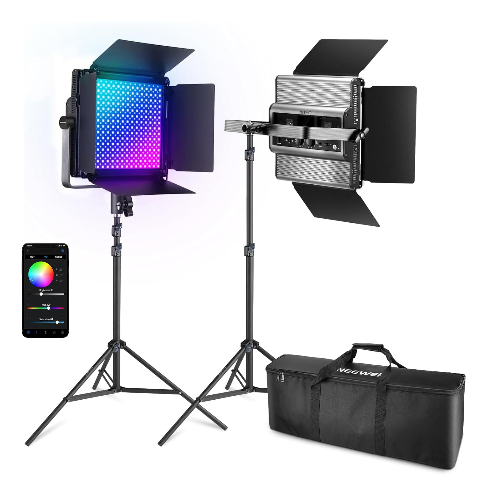NEEWER 2 Pack RGB1200 LED Video Light