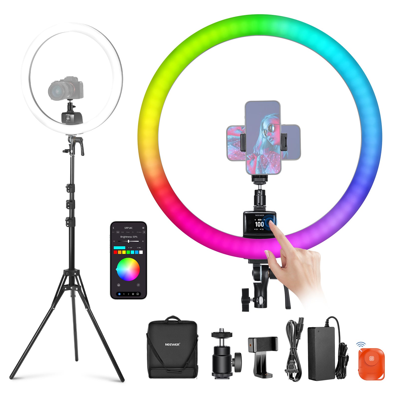 NEEWER SRP18C RGB LED Ring Light Kit