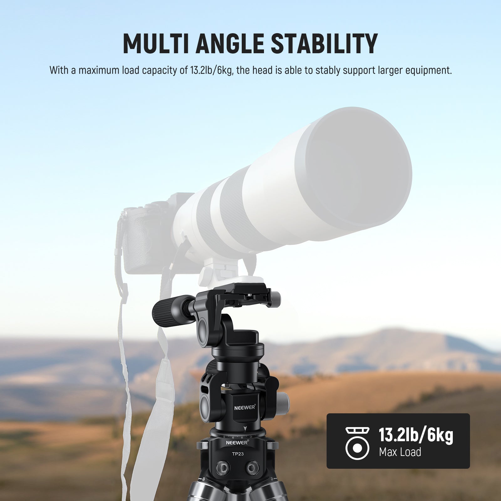NEEWER GM39 Gimbal Tripod Head supports a load up to 6kg.