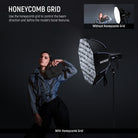 The honeycomb grid provides a distinctive soft yet punchy lighting effect