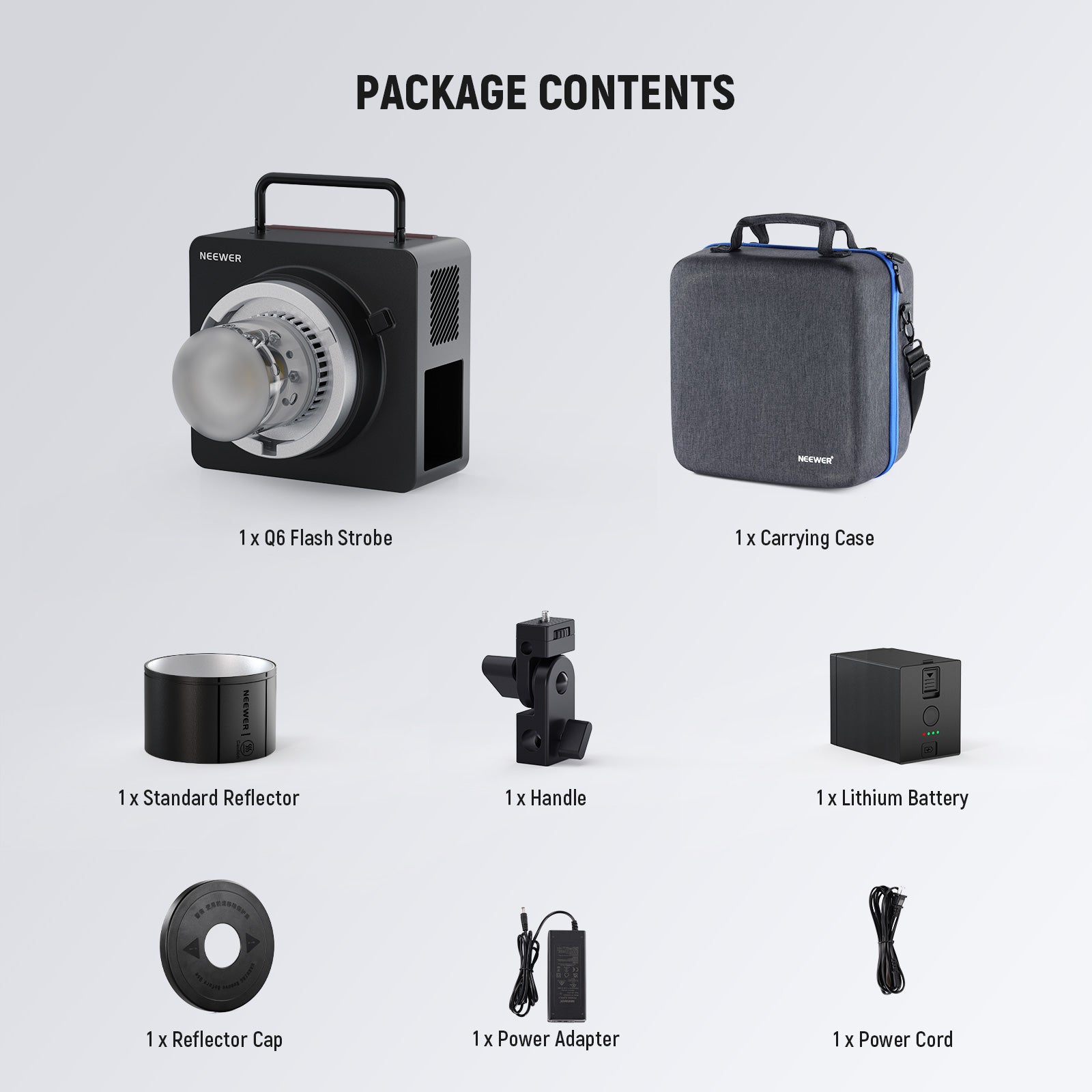 Package Contents of the NEEWER Q6 Outdoor Flash Strobe