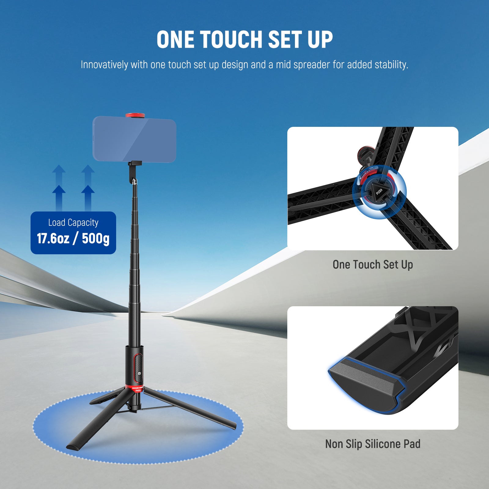 NEEWER PA991 One Touch Set Up Selfie Stick Tripod