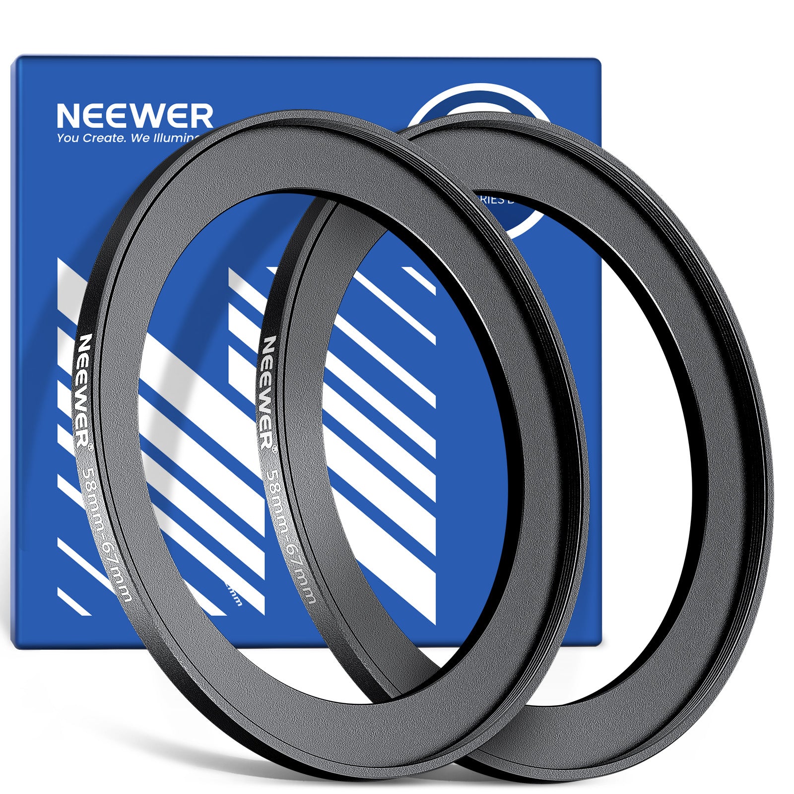 NEEWER 2-Pack Ultra Slim Aluminum Alloy Step Up Ring