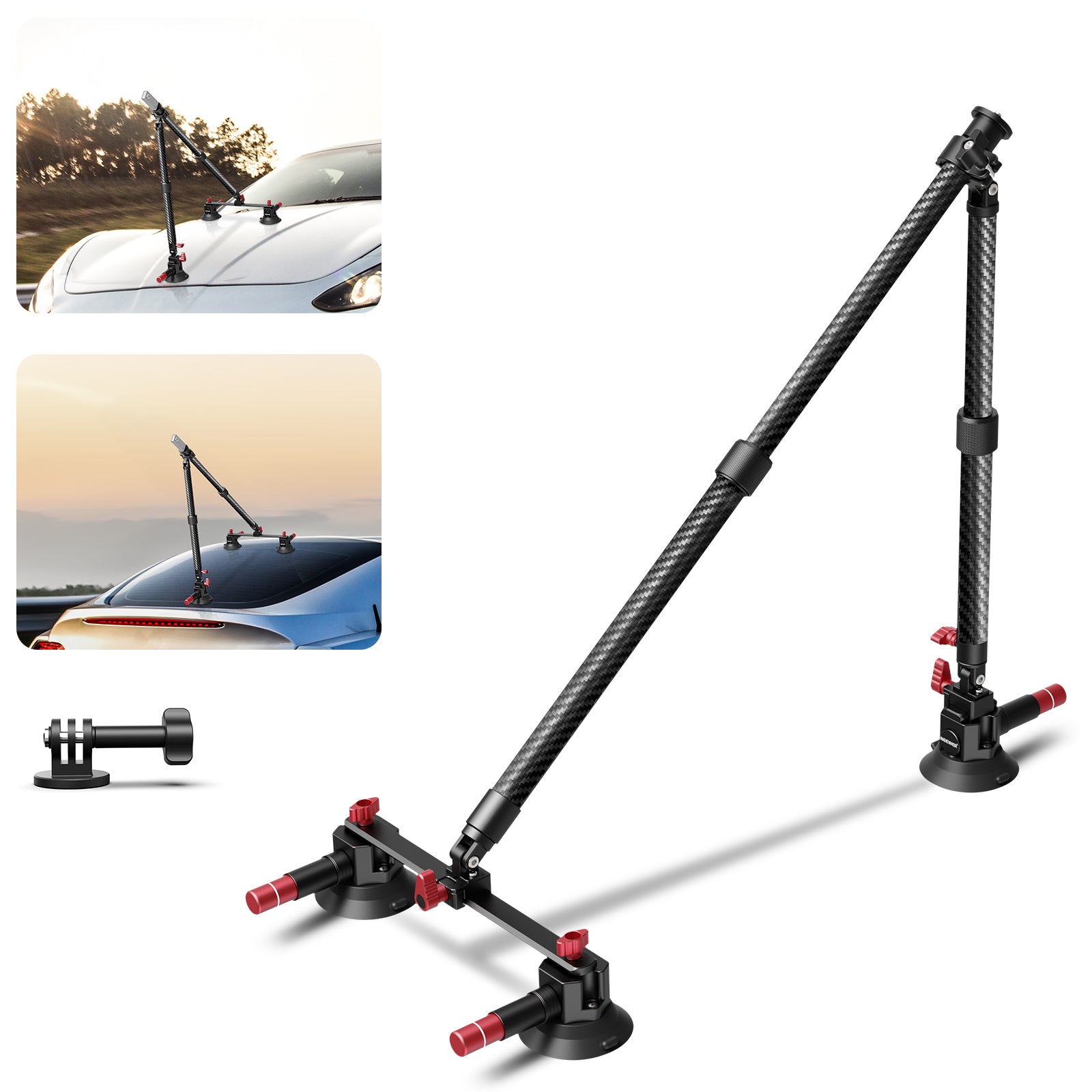 NEEWER CA136 Triple Suction Cup Extension Pole Car Mount Kit