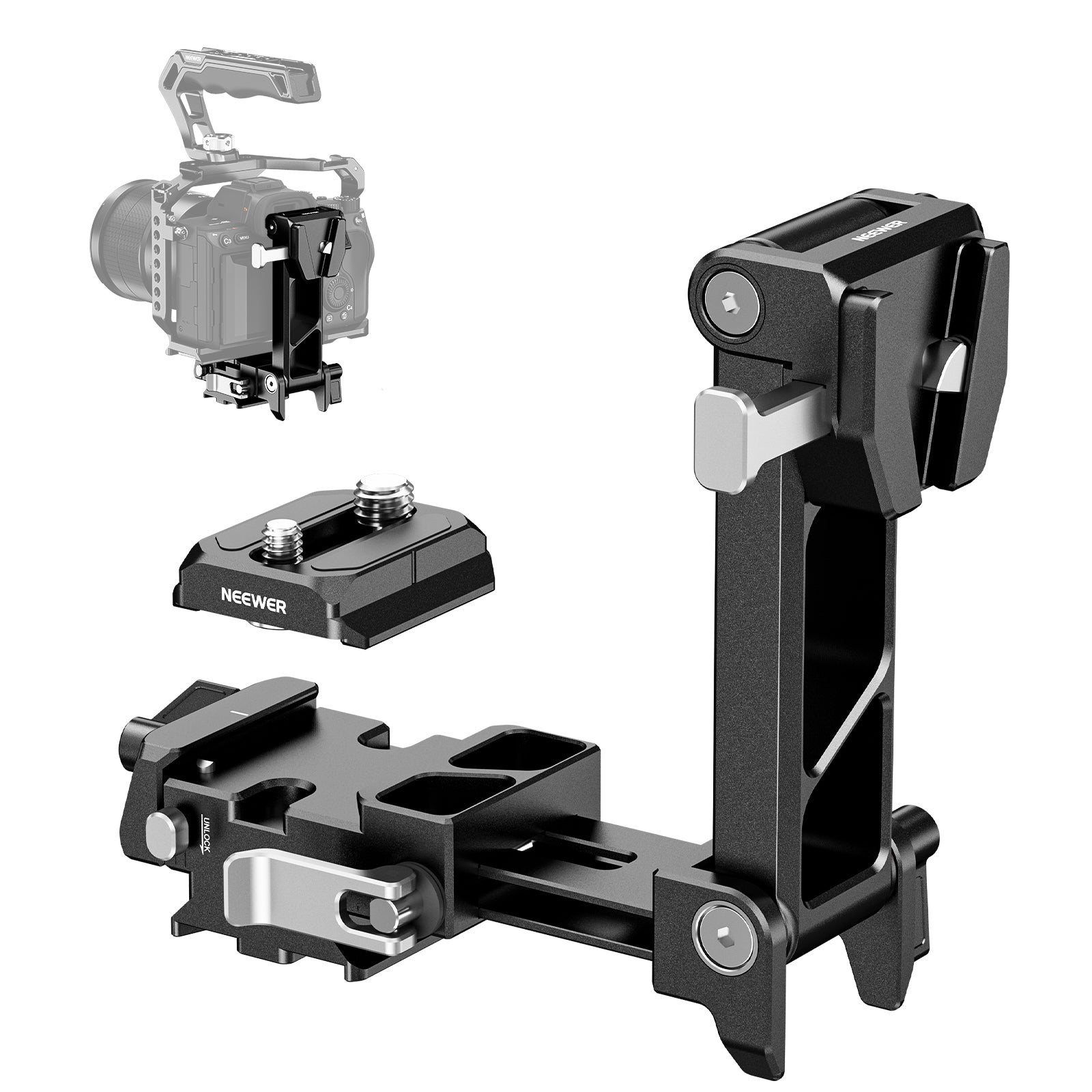 NEEWER Foldable V Mount Battery Plate with Arca Type QR Plate