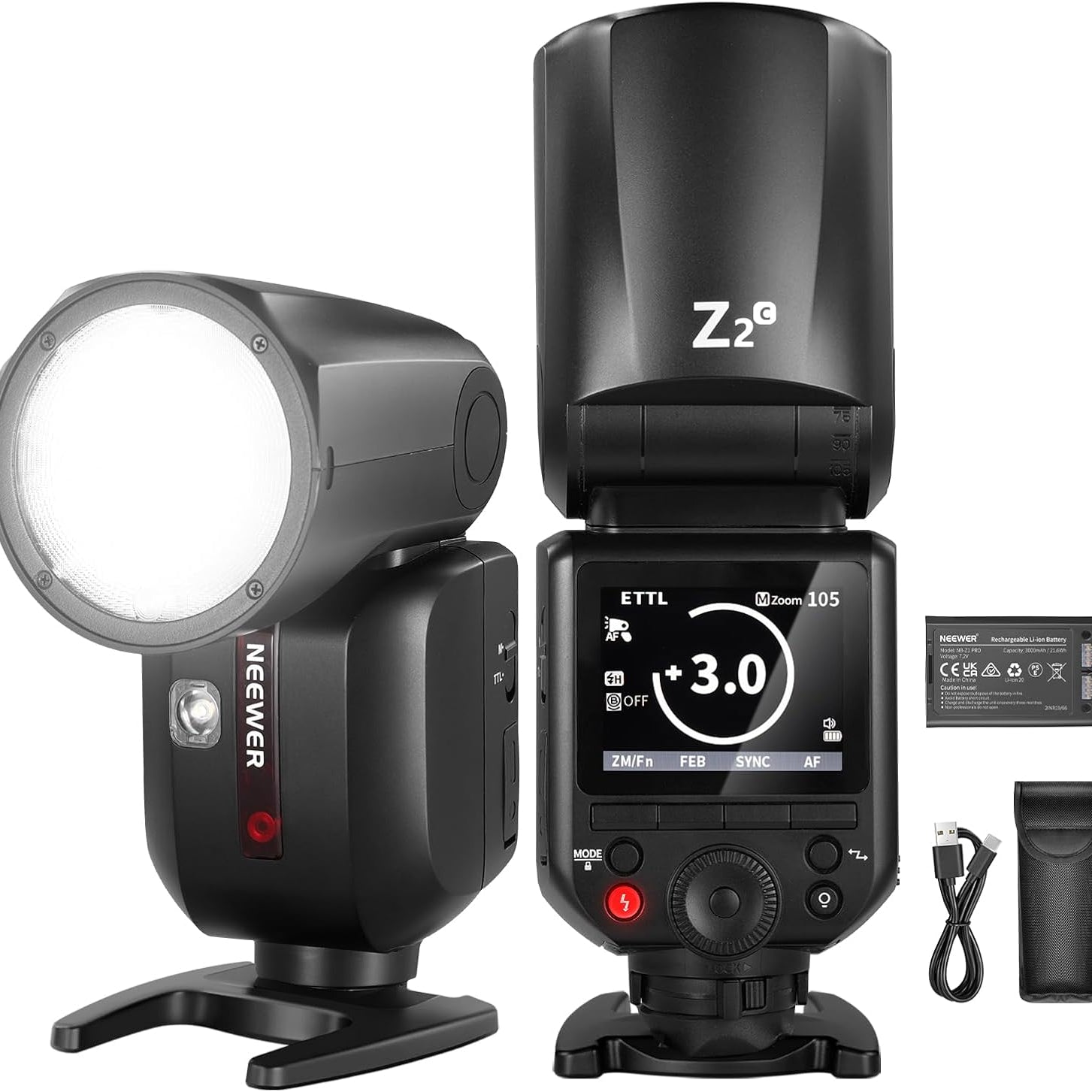 NEEWER Z2 3000mAh Battery TTL Round Head Flash Speedlite