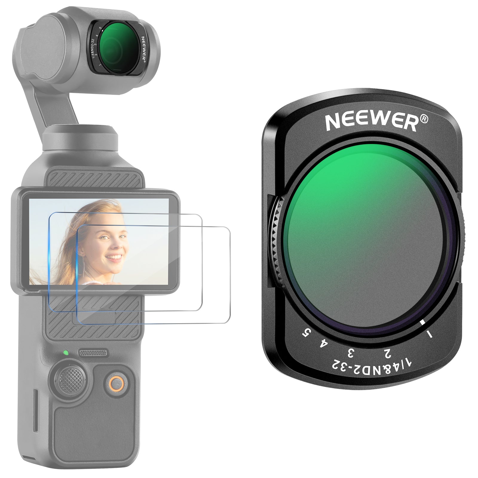 NEEWER FL-83 Variable ND2-32 & 1/4 Black Diffusion Filter