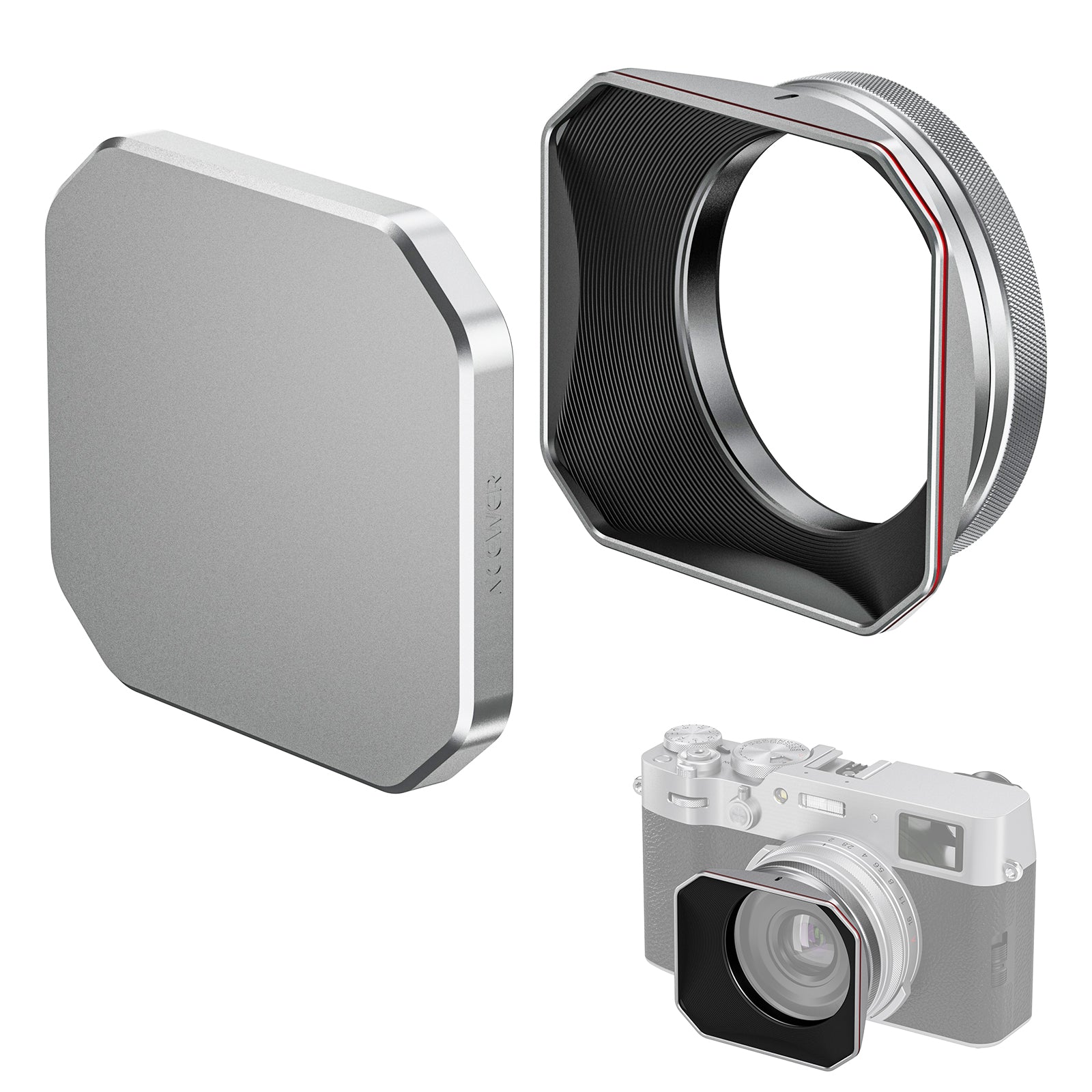 NEEWER CA087 Square Lens Hood - Silver