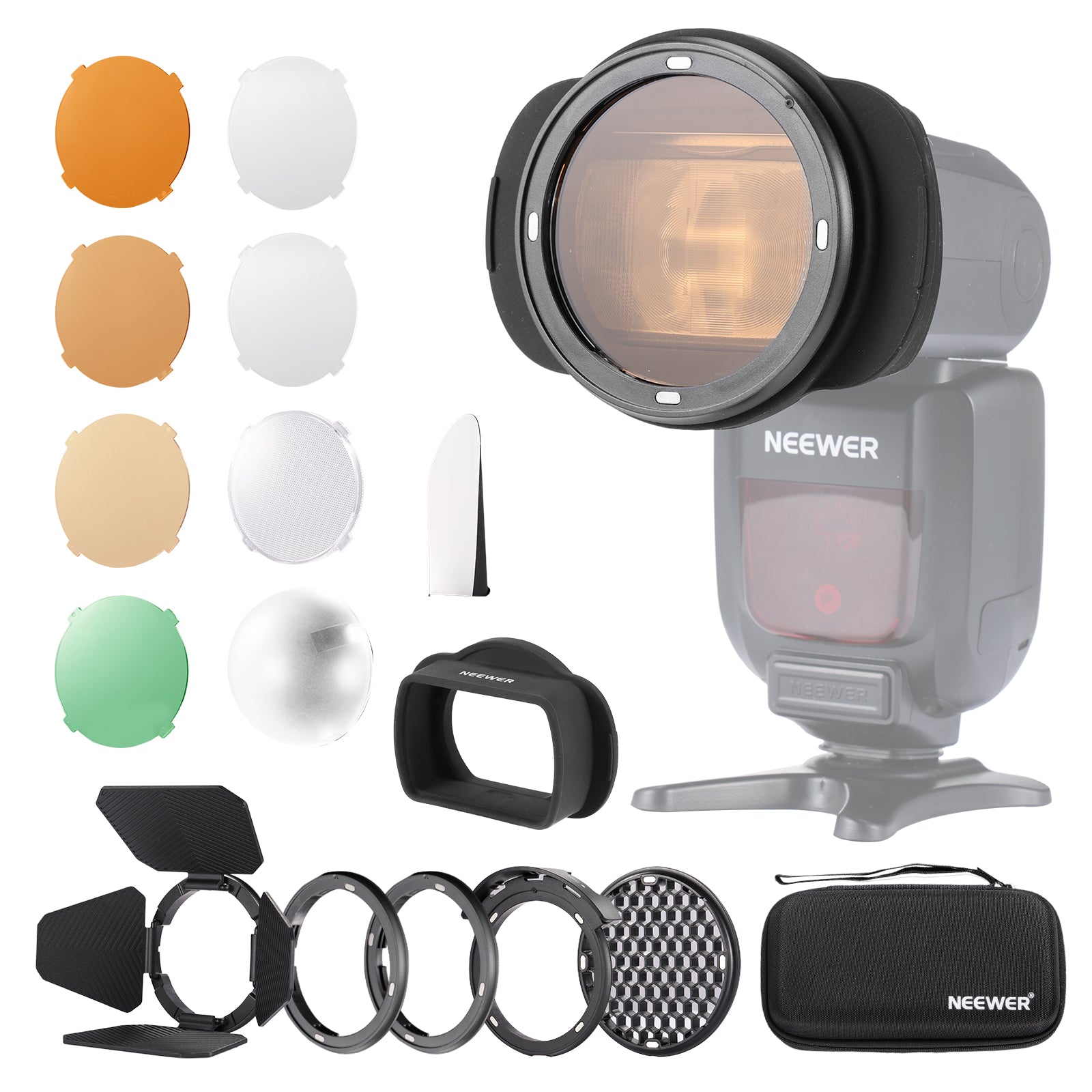 NEEWER CRM3 Square Flash Head Adapter & Magnetic Round Head Accessory Kit