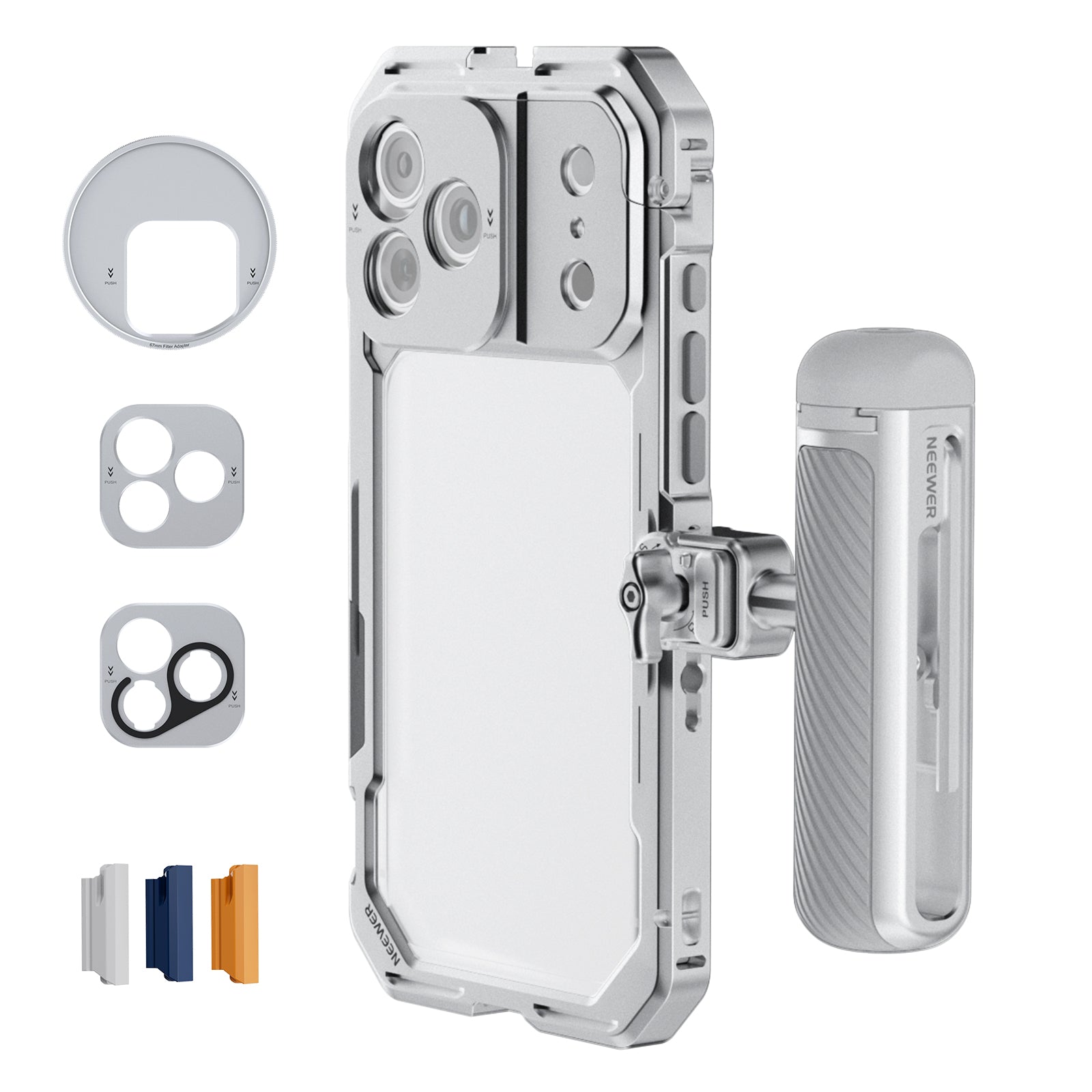 NEEWER Silver Phone Cage & Handle Kit for iPhone 17 Pro