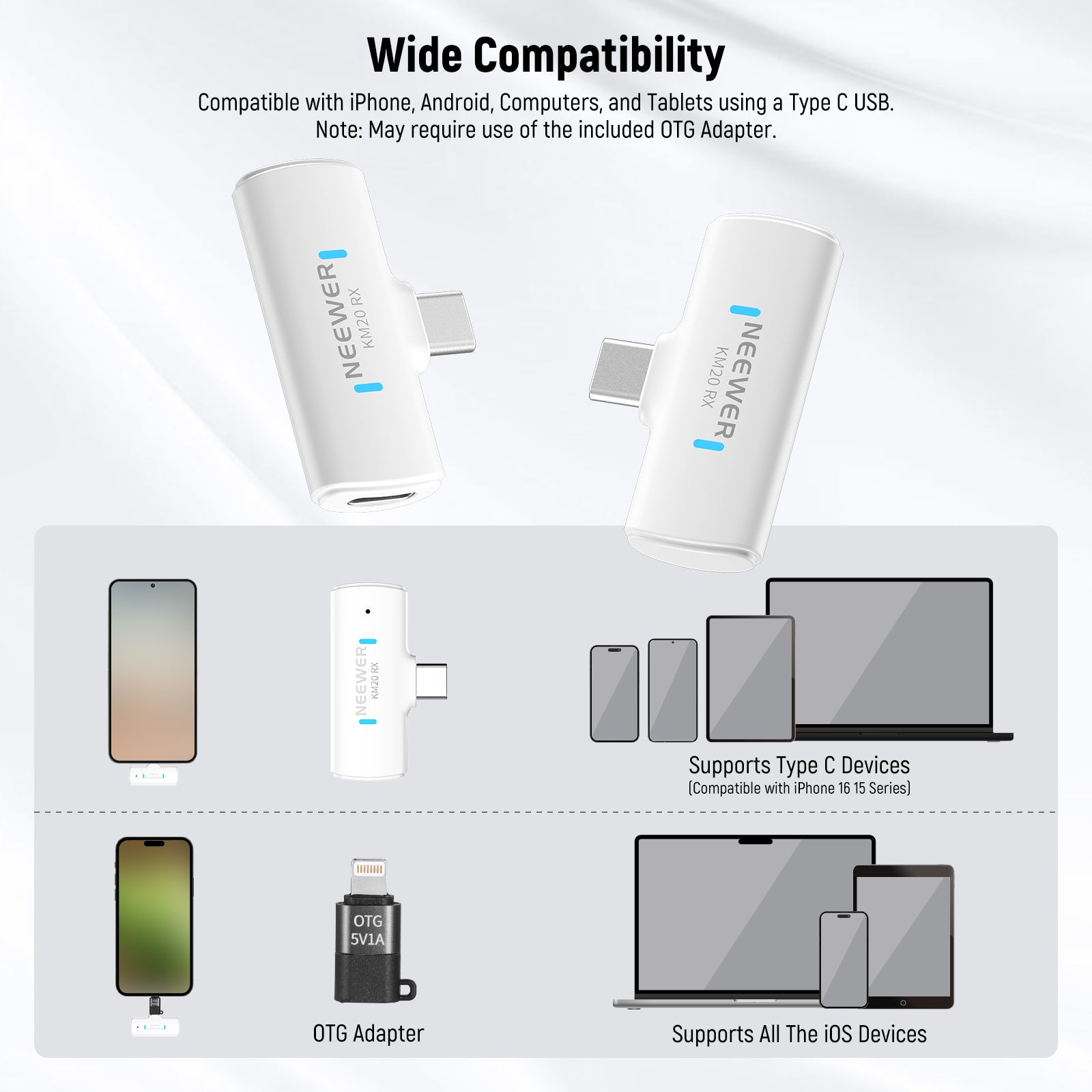Wide Compatibility of the NEEWER KM20 Wireless Lapel Microphone Set