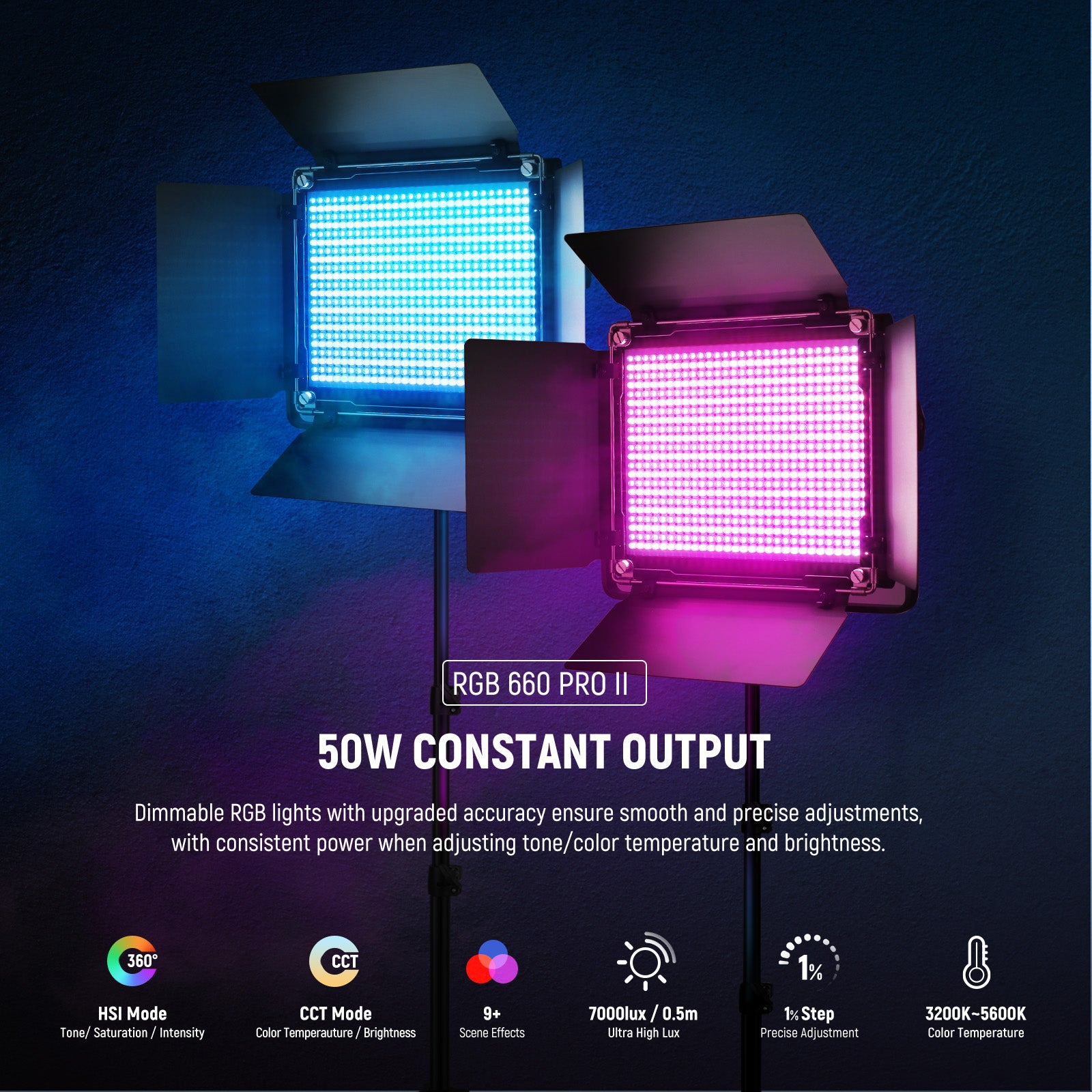 With Upgraded 50W high power and high CRI 97+, NEEWER 660PRO helps to restore and enrich the colors of objects