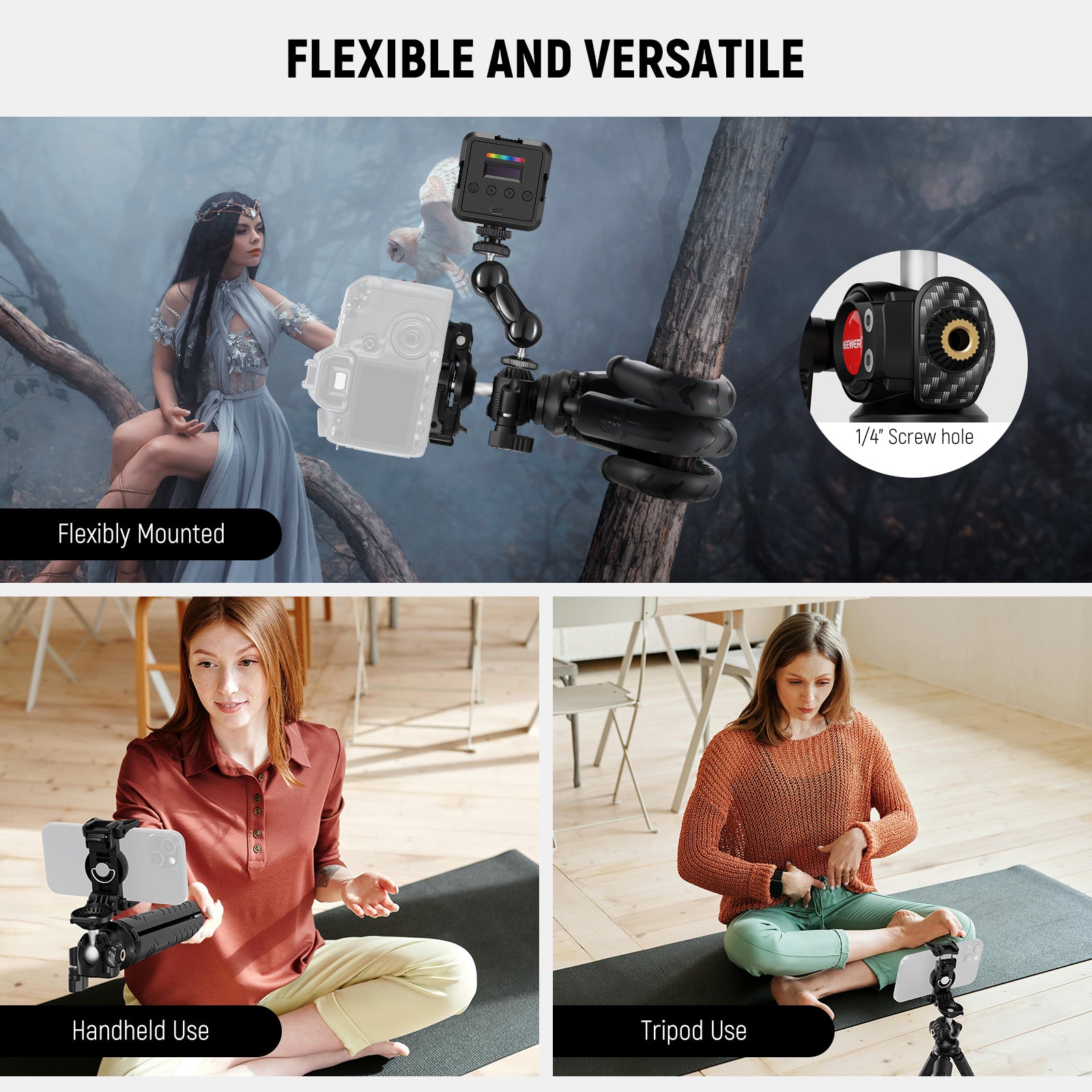NEEWER TP35 Flexible Mini Tripod is flexible and versatile.