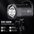 This studio speedlight kit includes two S101-300W monolight flashes