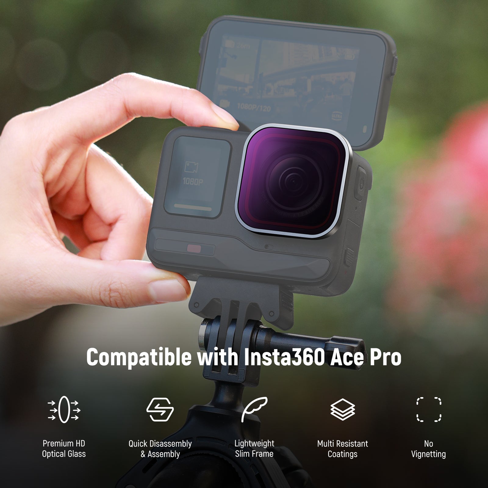 NEEWER FL-85 4 Pack ND/PL Filter Set is compatible with the Insta360 ACE PRO