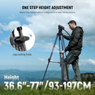 NEEWER LL34 Carbon Fiber Video Camera Tripod can be extended to 197cm.