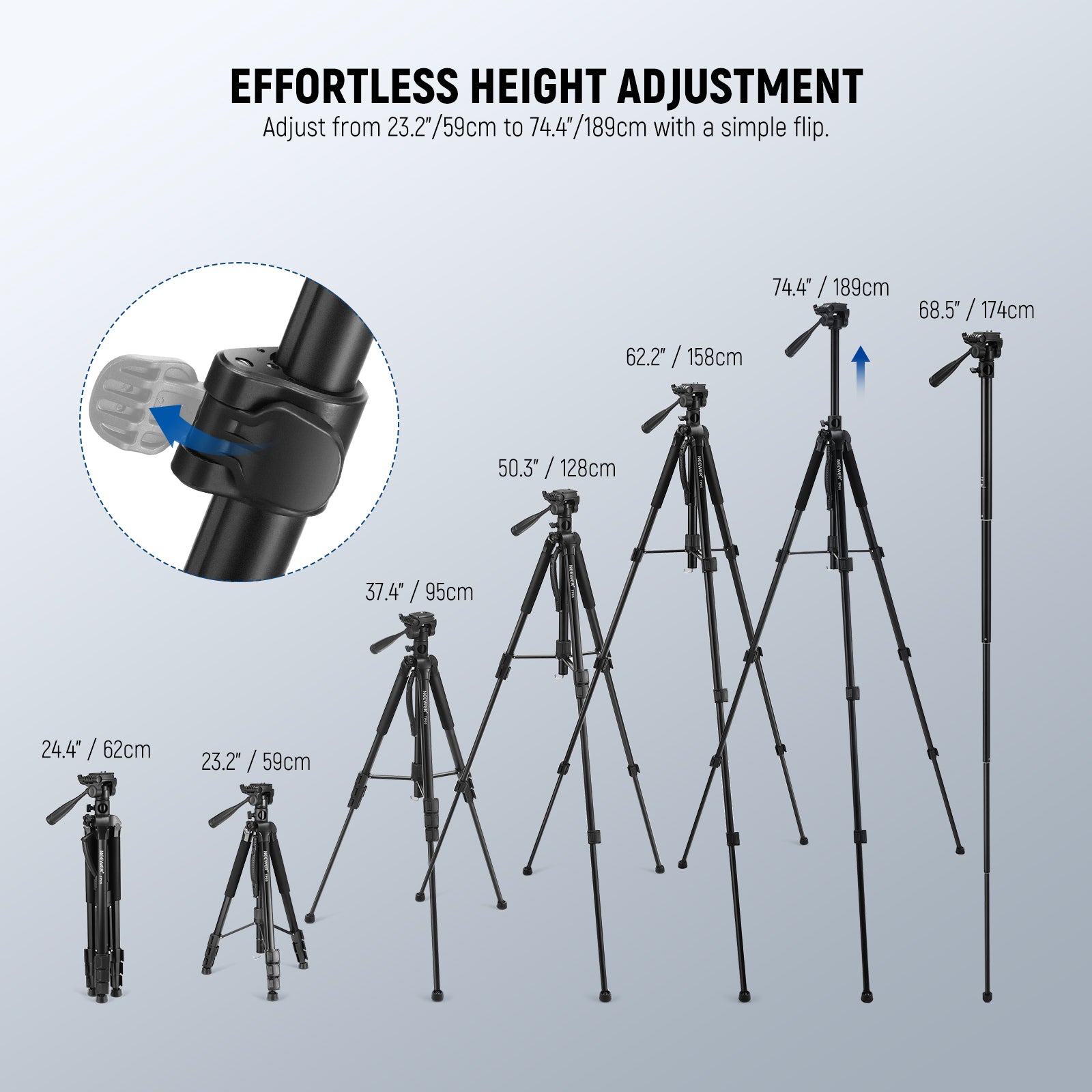 NEEWER TP05 Aluminum Alloy Tripod Monopod can be adjusted from 50cm to 189cm