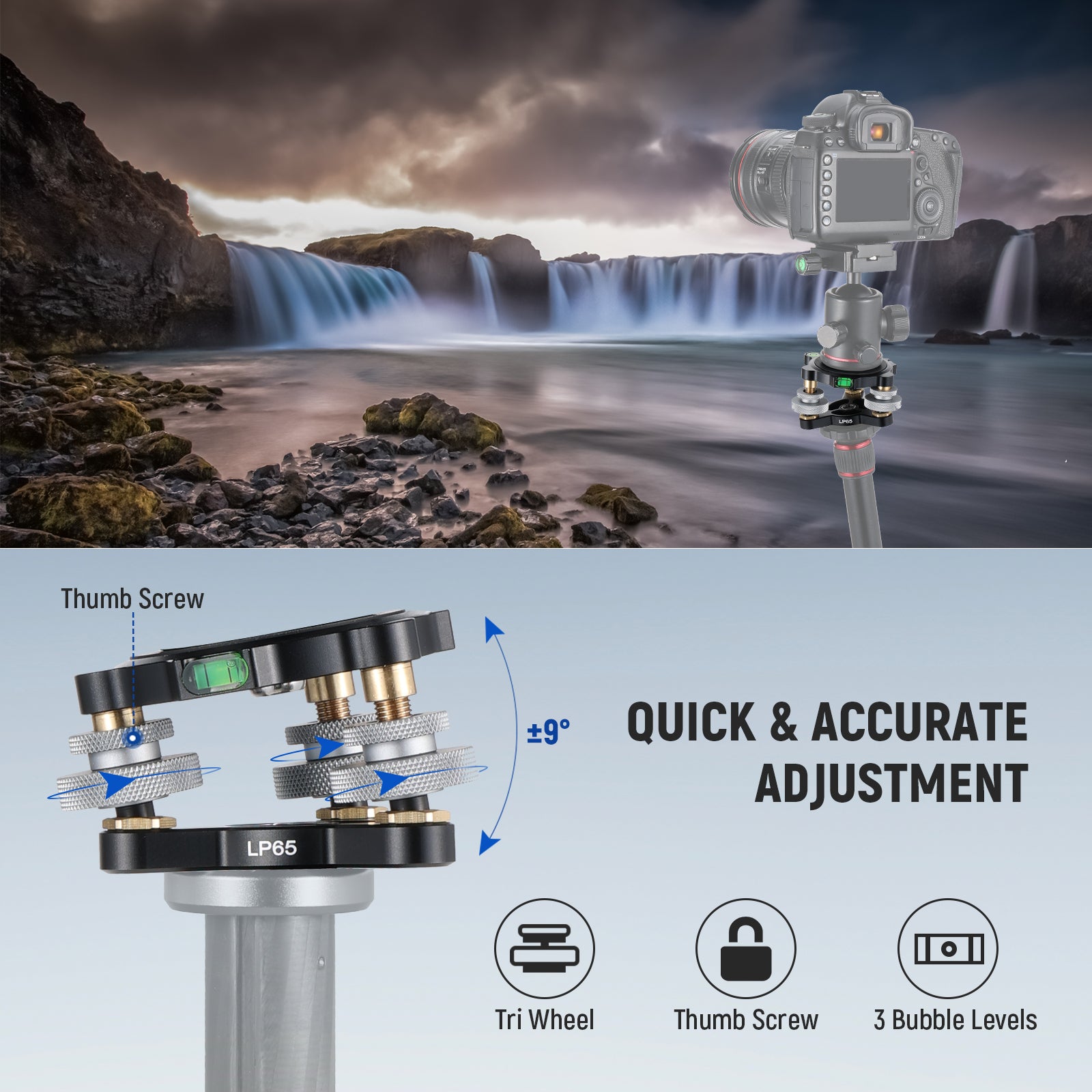 Tripod Leveling Base with Bubble Level