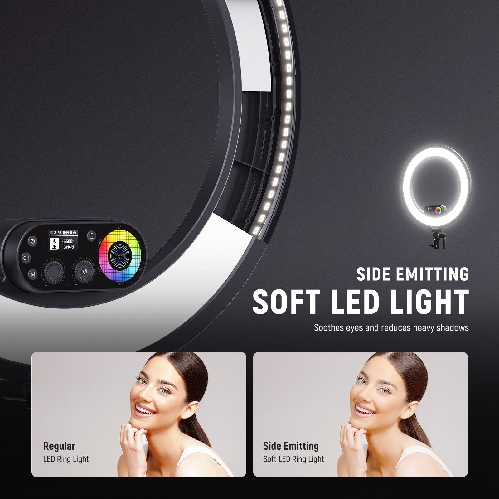 NEEWER RL45C ia a side emitting soft LED Ring Light.