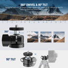 NEEWER GM01 Mini Ball Head allows for 360° swivel and 90° vertical tilt
