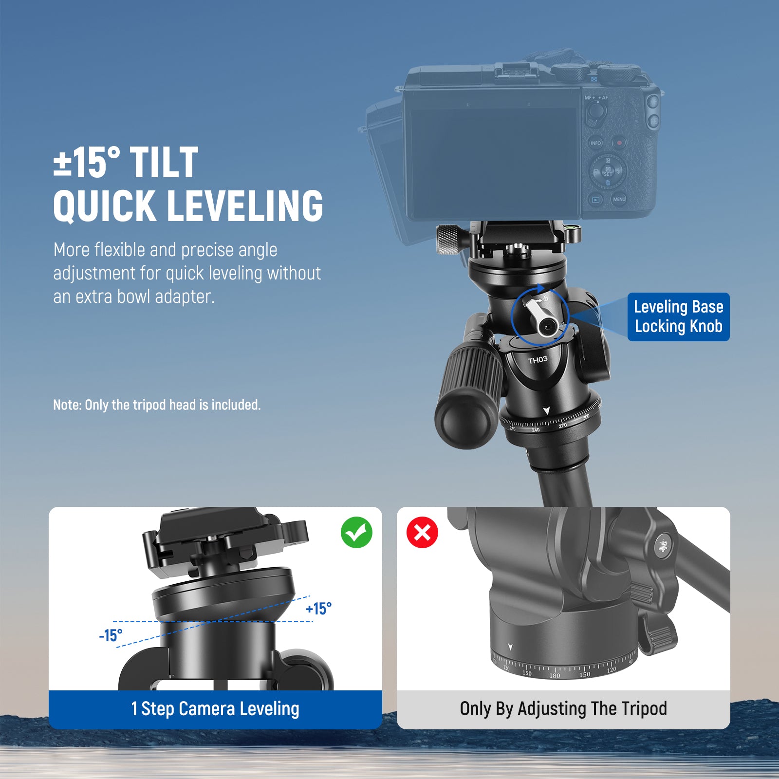 NEEWER TH03 Video Tripod Head offers more flexible and precise angle adjustments.