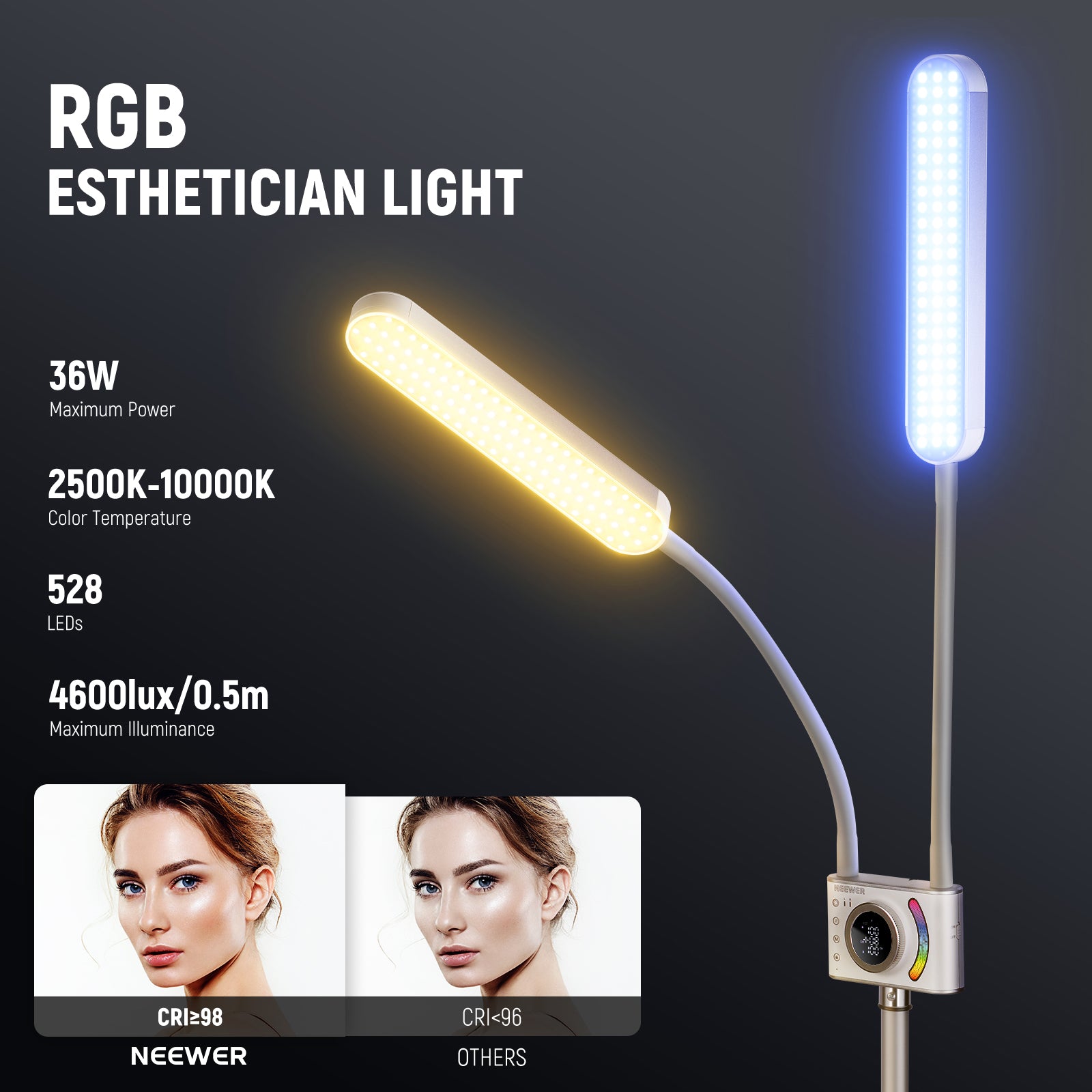 Specifications of the NEEWER BH40C RGB Esthetician Light