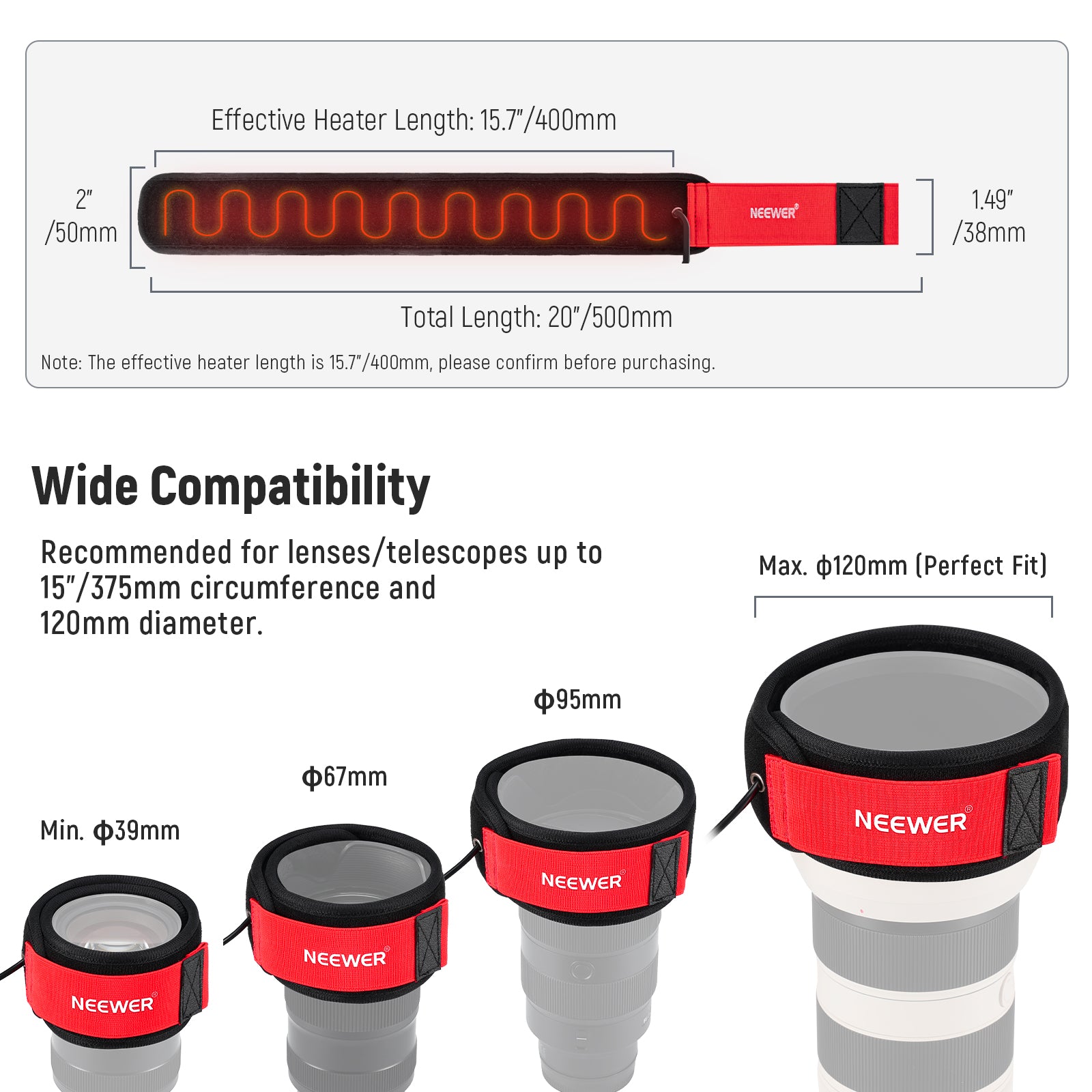 Wide Compatibility of the NEEWER USB Lens Heater
