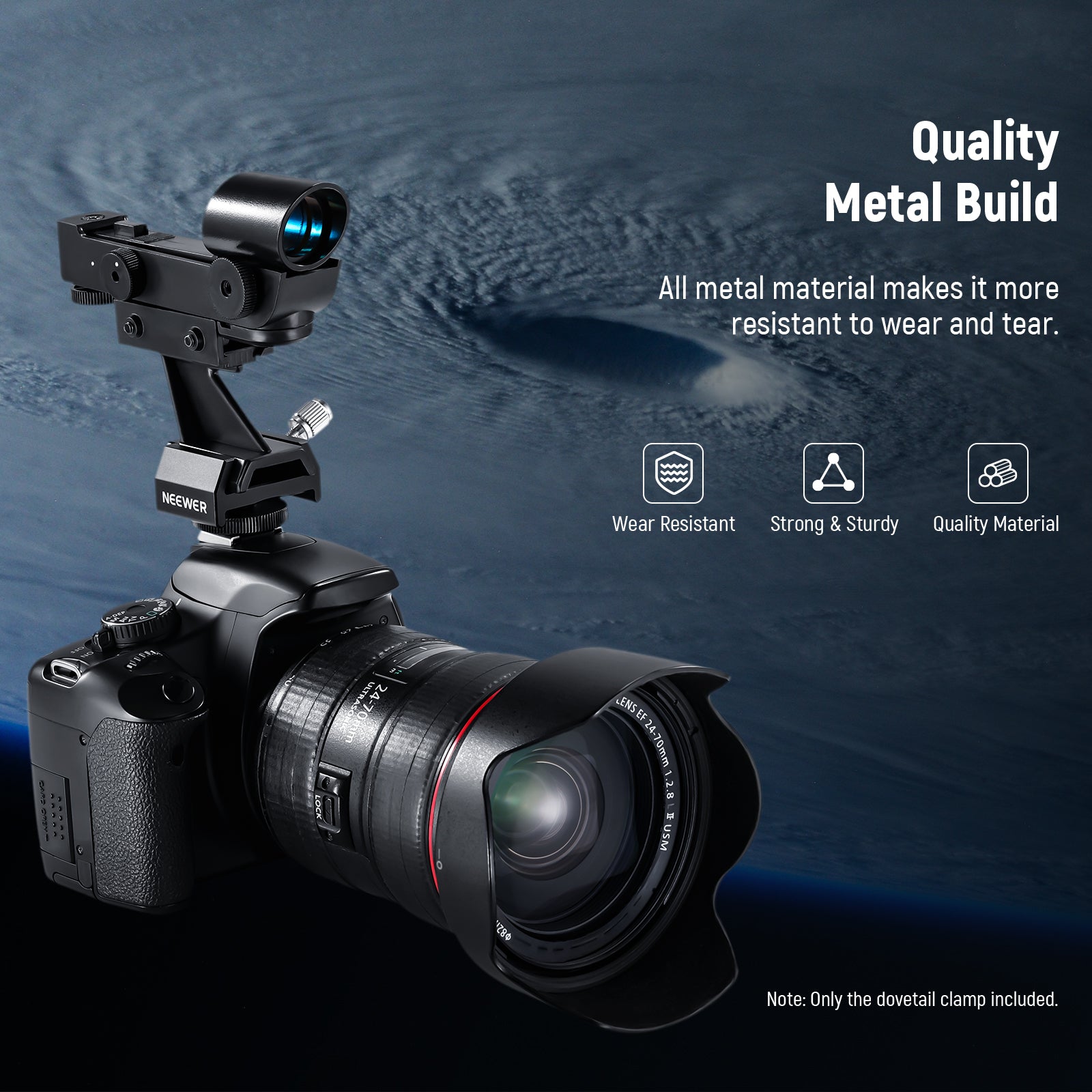 NEEWER LS-T16 Finderscope Mount Adapter is made of quality metal.