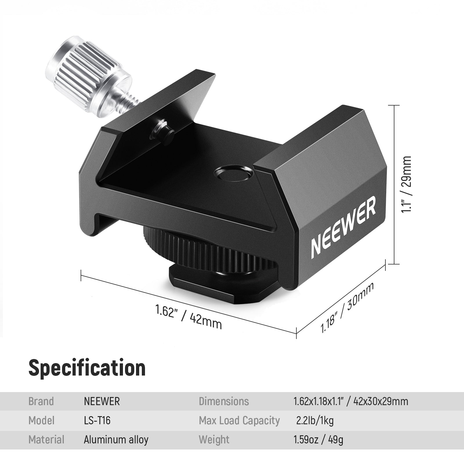 Specifications of the NEEWER LS-T16 Finderscope Mount Adapter