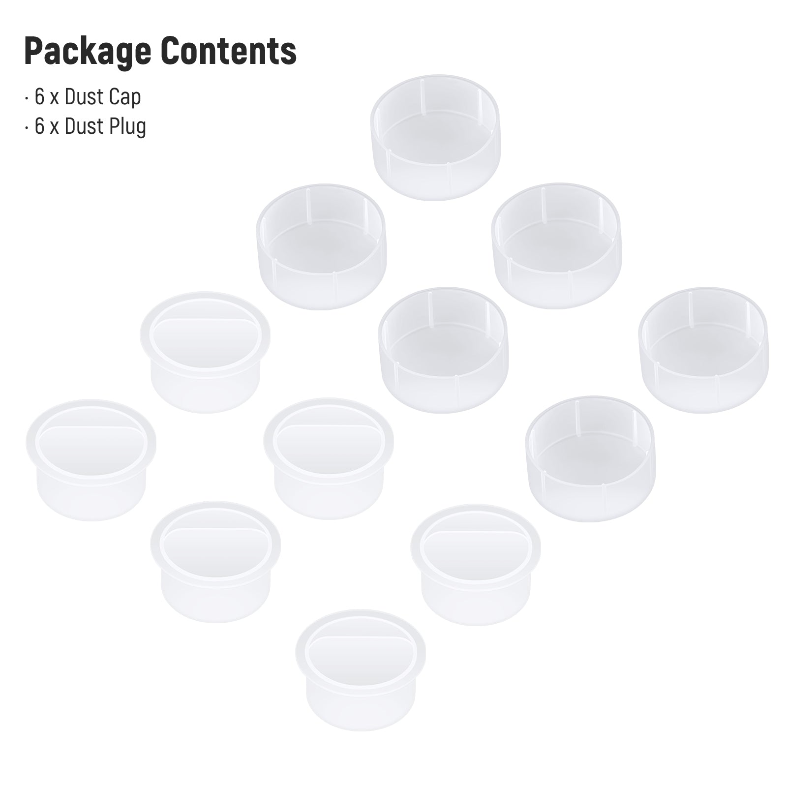 Package Contents of the NEEWER LS-T24 6 Pair Dust Cap Set