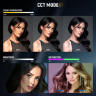 In CCT Mode, you can get 3200K-5600K variable color temperature