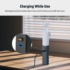 This battery pack allows you to charge the camera while using it simultaneously.