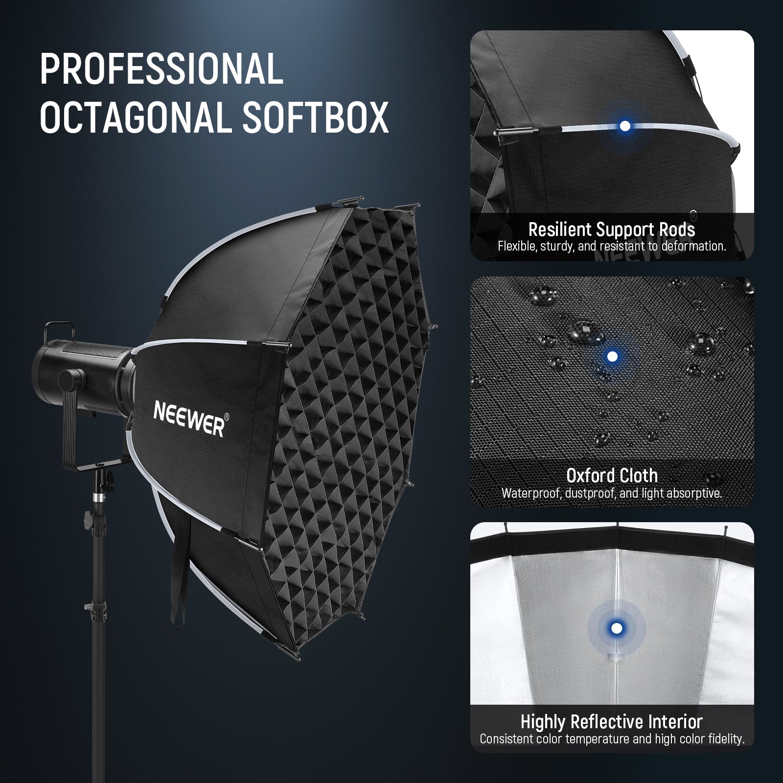 NEEWER NS92P Quick Release Octagonal Softbox is waterproof.