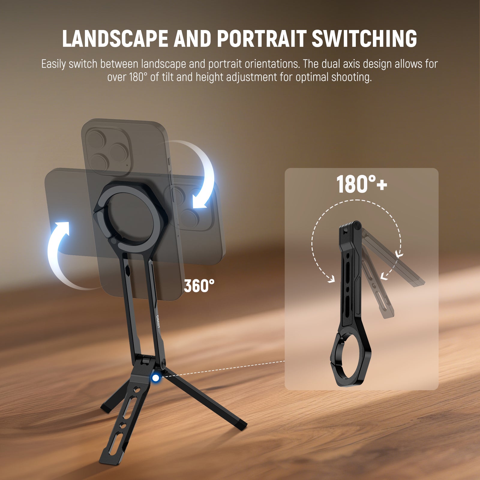 The magnet mobile phone holder stand enables effortless switching between horizontal and vertical orientations