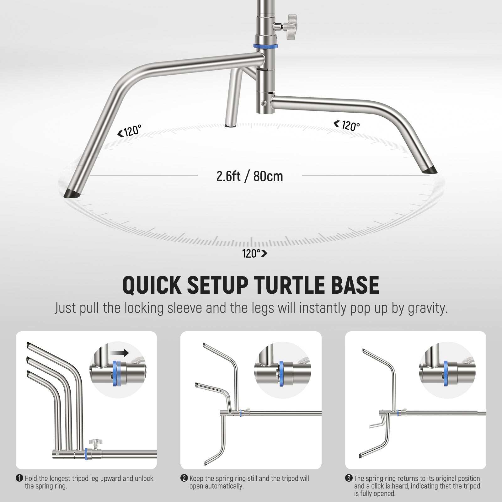 NEEWER SC320Q 320cm Heavy Duty C Stand with quick setup turtle base