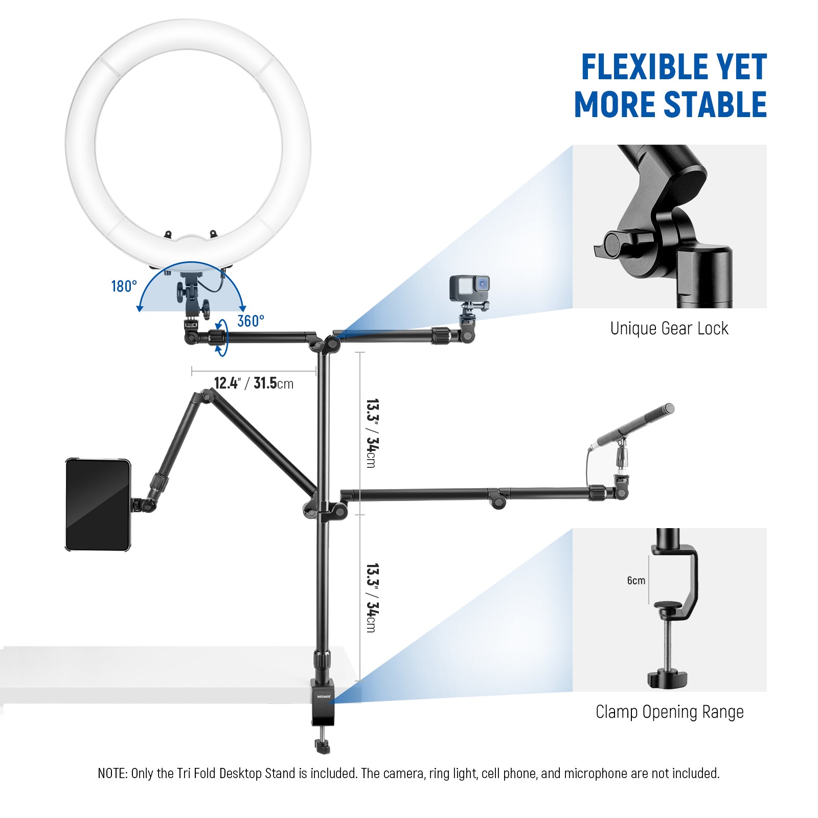 NEEWER ST3A Overhead Camera Mount is flexible yet more stable.