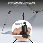 Just use the retractable spring loaded clamps to secure reflectors up to 0.5"/12mm thick