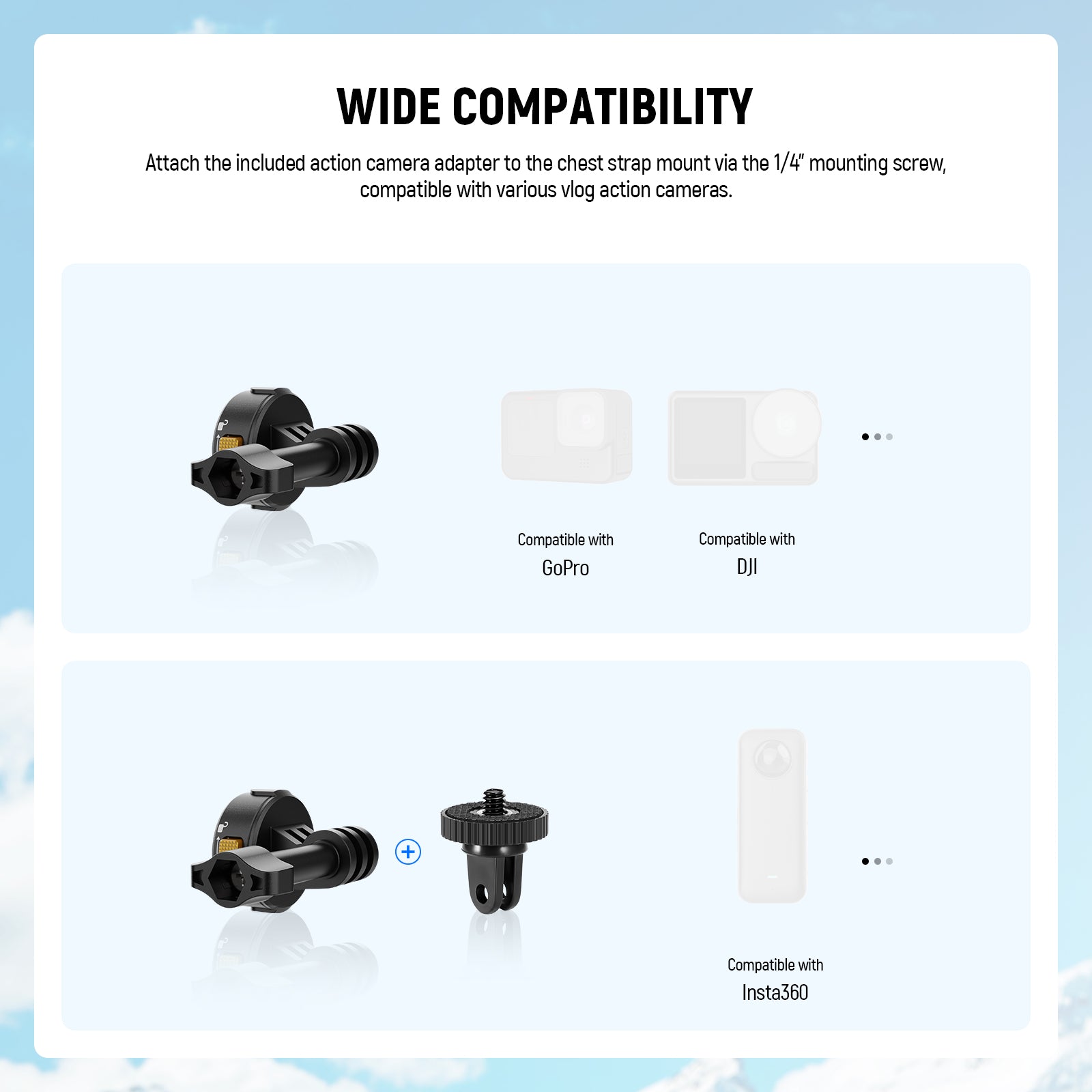 Wide Compatibility of the NEEWER GP25 Action Camera Chest Mount Harness