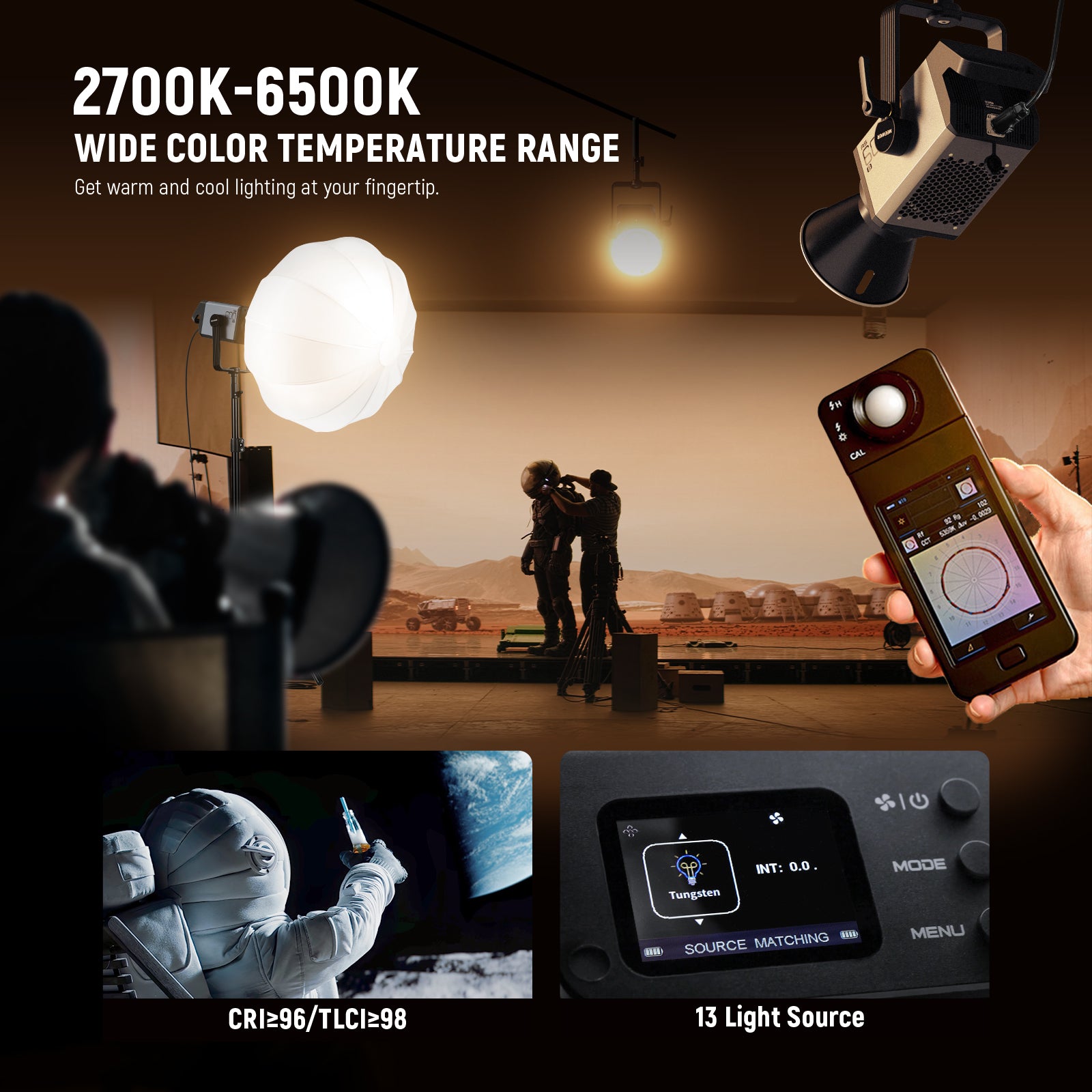 NEEWER AS600B 600W LED Continuous Light offers 2700K-6500K cool and warm tones