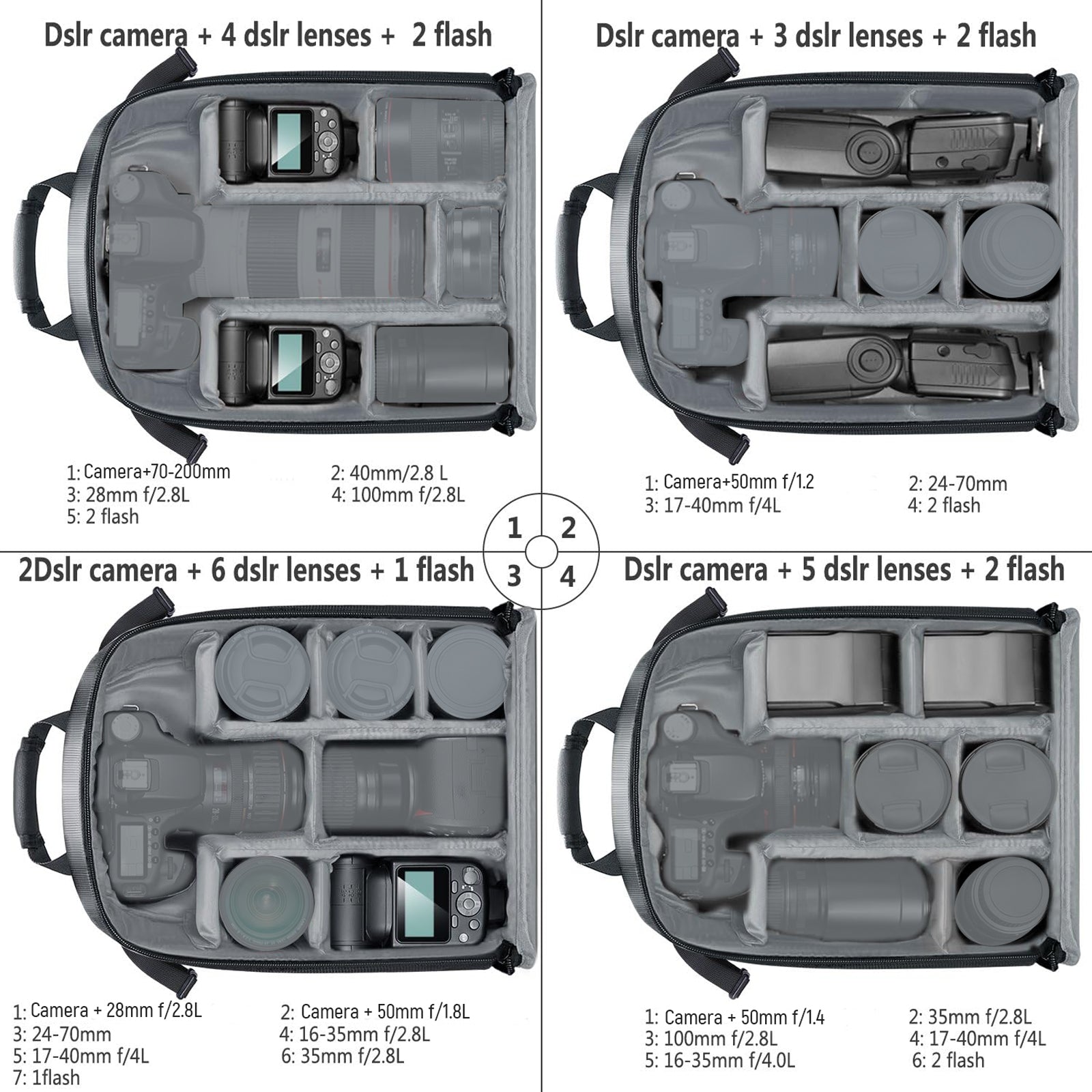 NEEWER SLR Camera Backpack features adjustable padding.