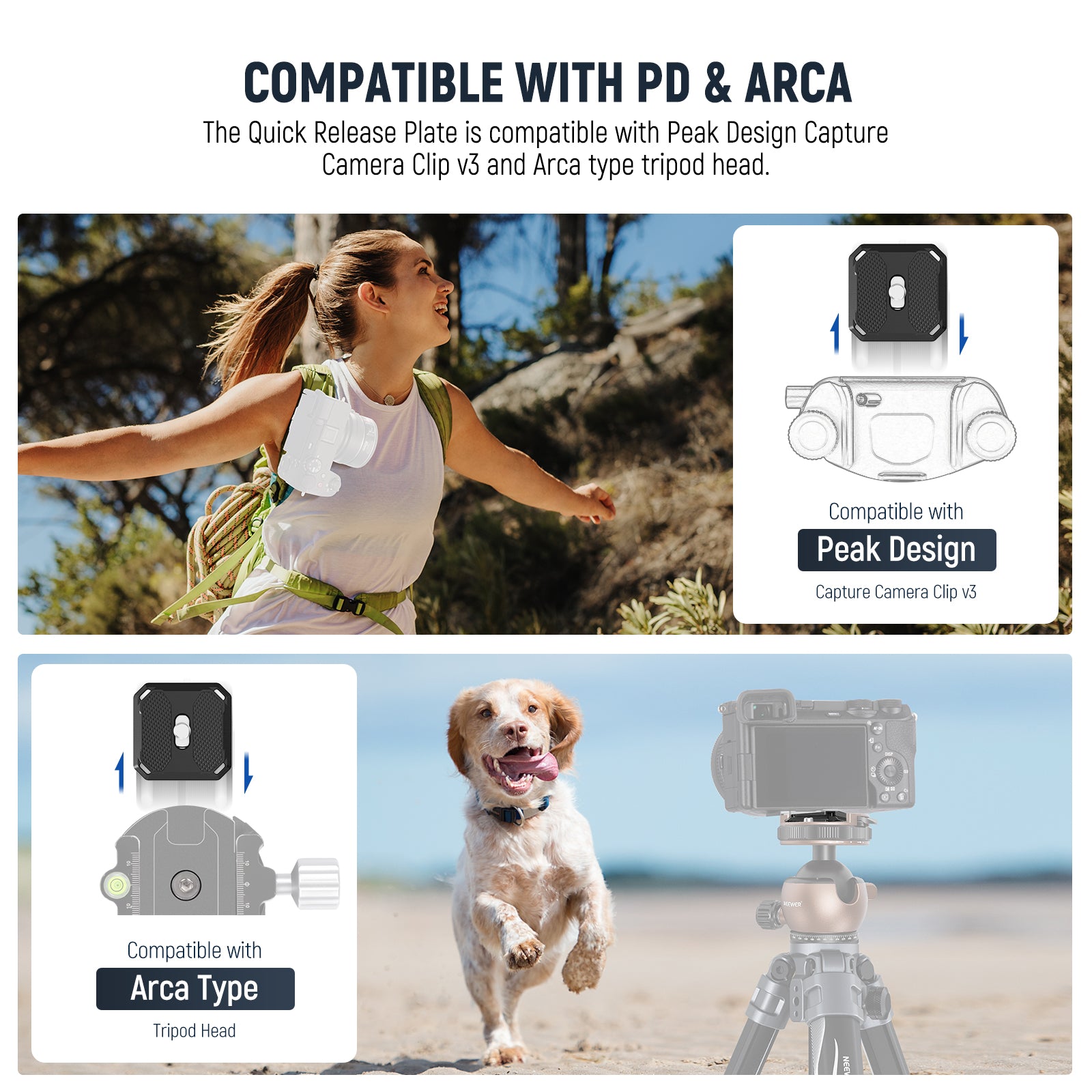 NEEWER GM41 Low Profile Tripod Ball Head is compatible with PD & ARCA