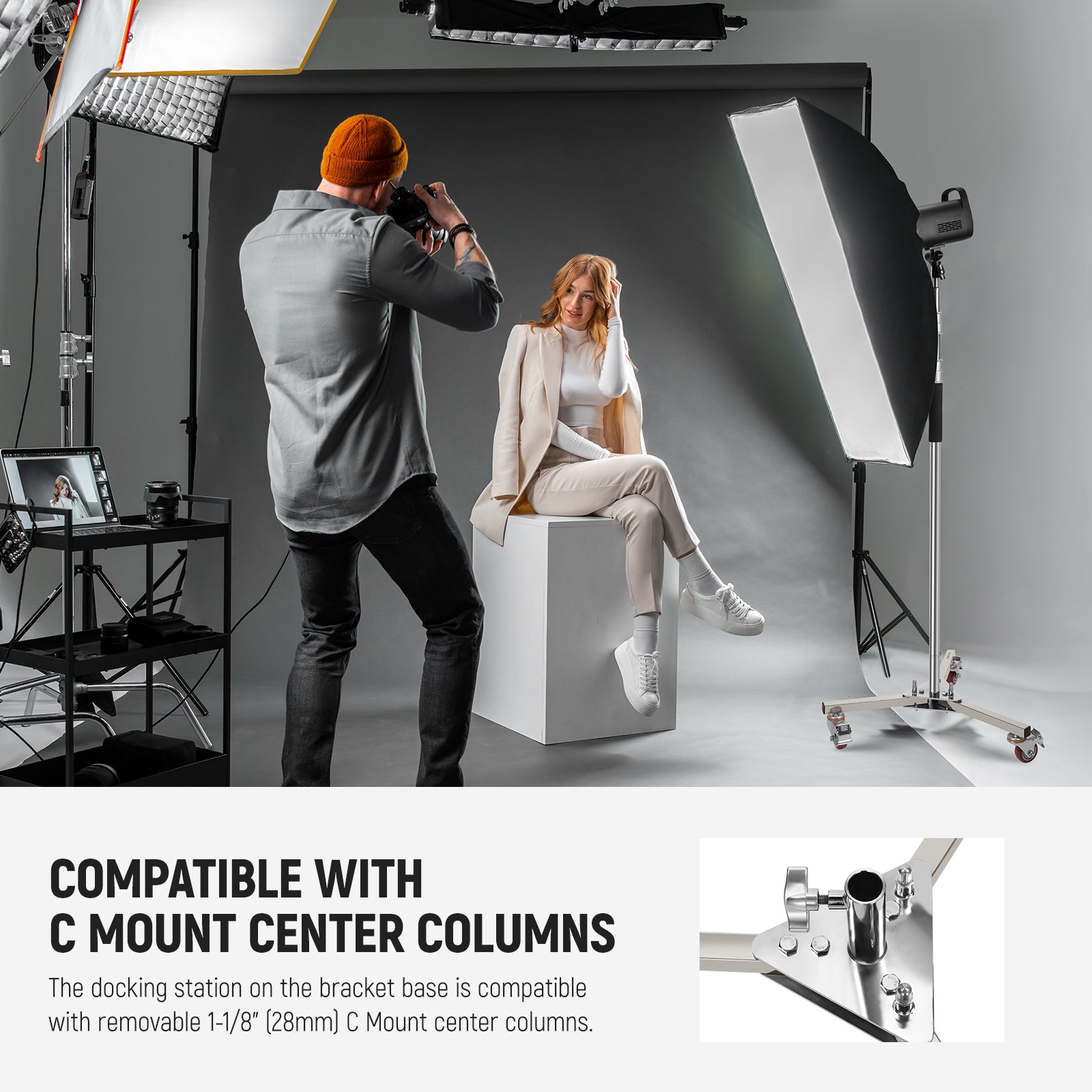 NEEWER ST002 Heavy Duty Light Stand Base is compatible with C mount center columns.