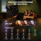 This video light has built in 2500-7500K wide color temperature.